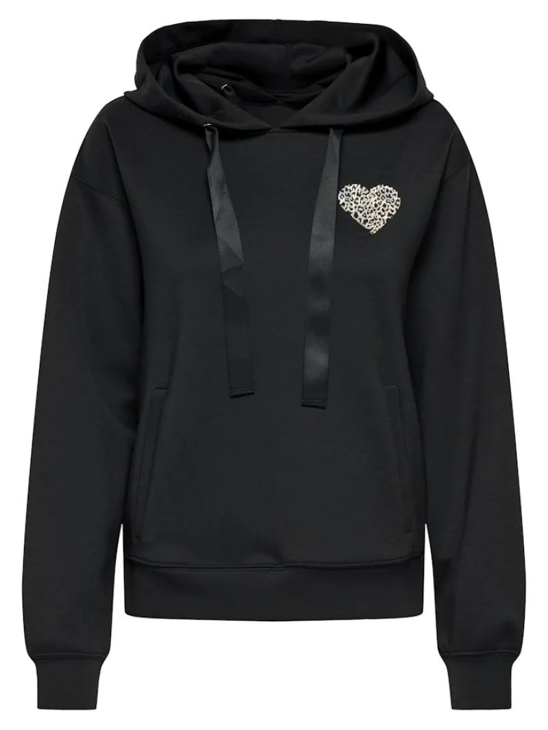 Only Pullover & Sweatshirts*ONLALINA L/S PRINT HOOD SWT Black