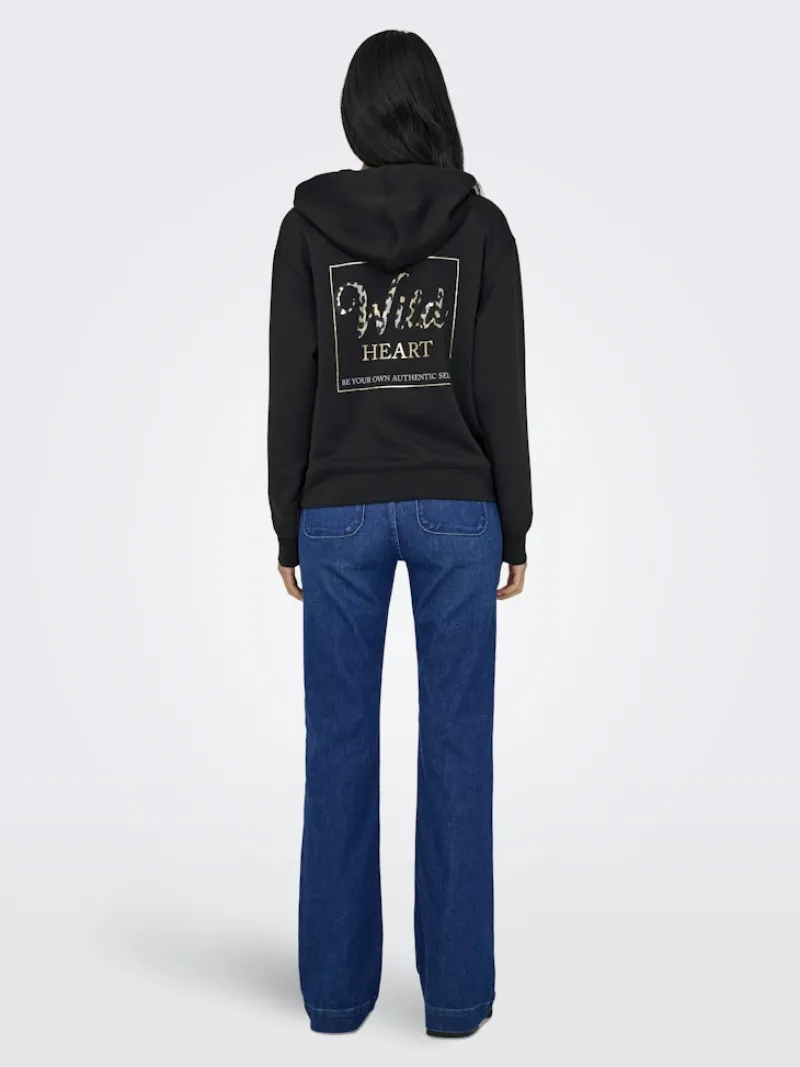 Only Pullover & Sweatshirts*ONLALINA L/S PRINT HOOD SWT Black