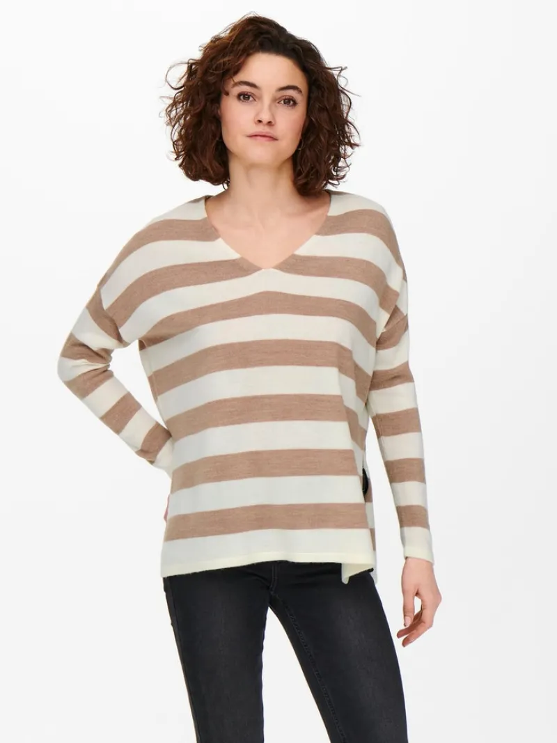 Only Pullover & Sweatshirts*ONLAMALIA L/S V-NECK PULLOVER CC KNT cloud dancer1