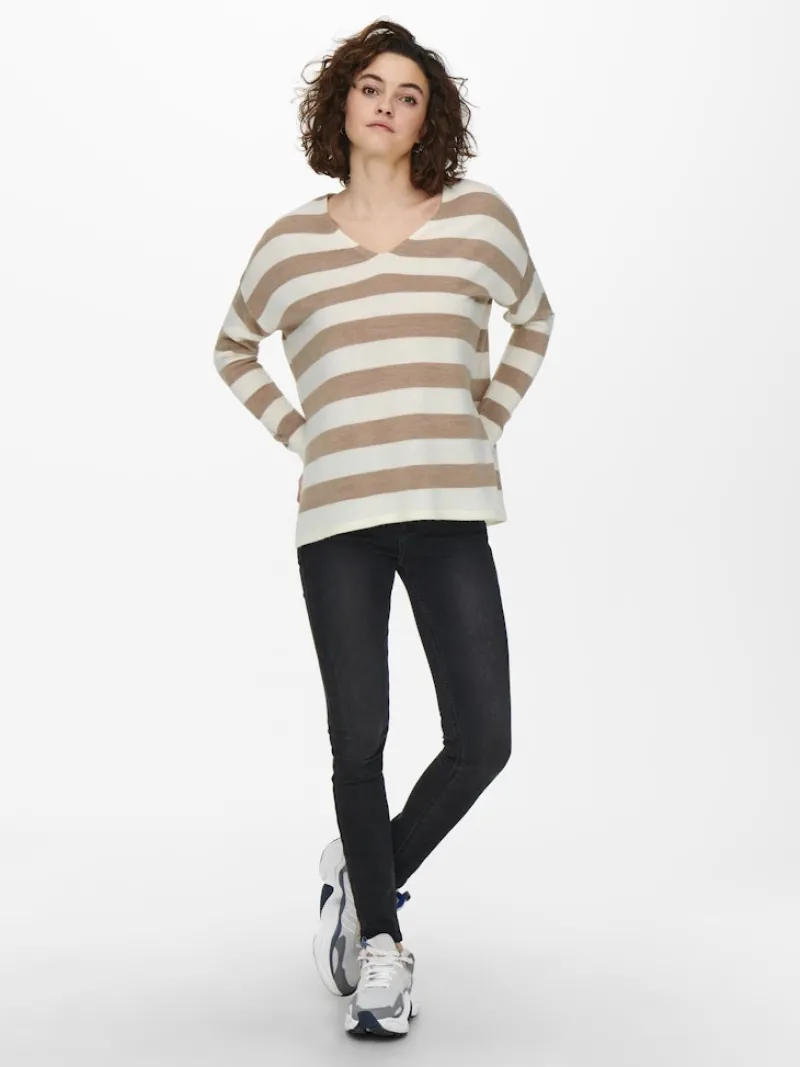 Only Pullover & Sweatshirts*ONLAMALIA L/S V-NECK PULLOVER CC KNT cloud dancer1