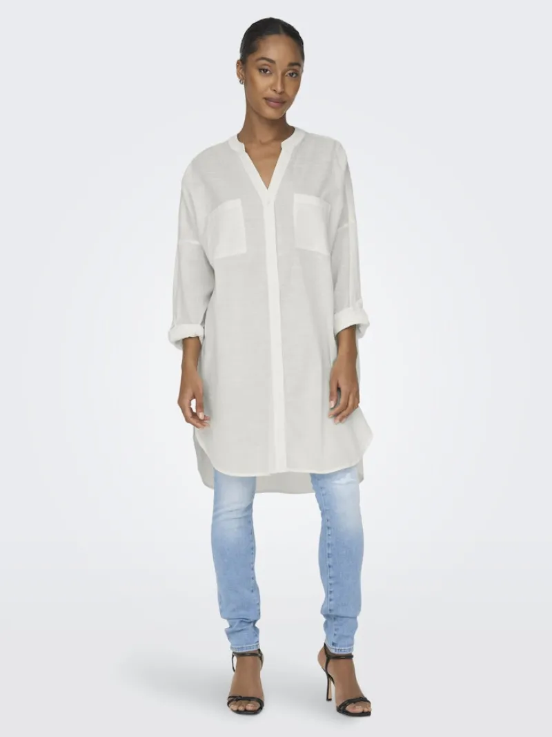 Only Blusen*ONLAPELDOORN SOLID V-NECK L/S SHIRT NOOS Cloud Dancer