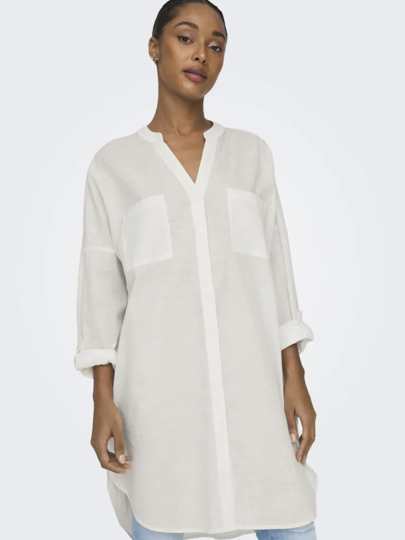 Only Blusen*ONLAPELDOORN SOLID V-NECK L/S SHIRT NOOS Cloud Dancer