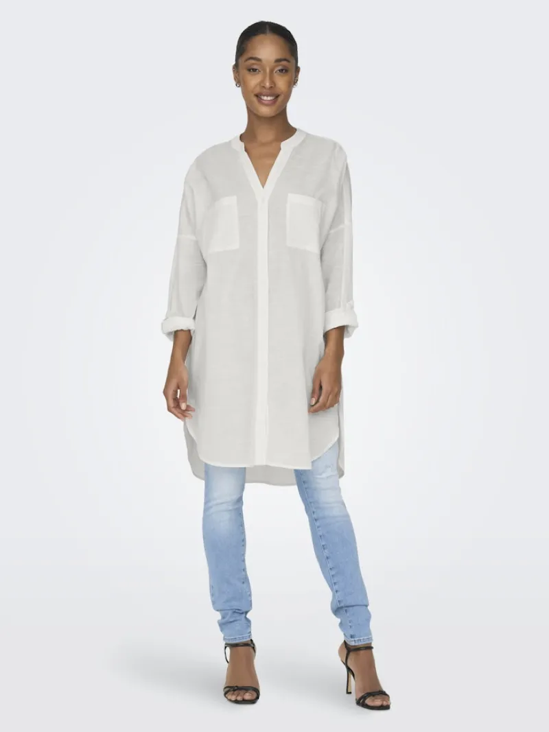 Only Blusen*ONLAPELDOORN SOLID V-NECK L/S SHIRT NOOS Cloud Dancer