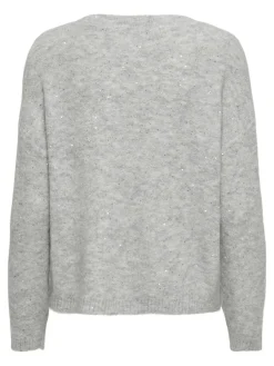 Only Pullover & Sweatshirts*ONLARIZONA LS SEQUINS V-NECK PUL KNT Light Grey Melange
