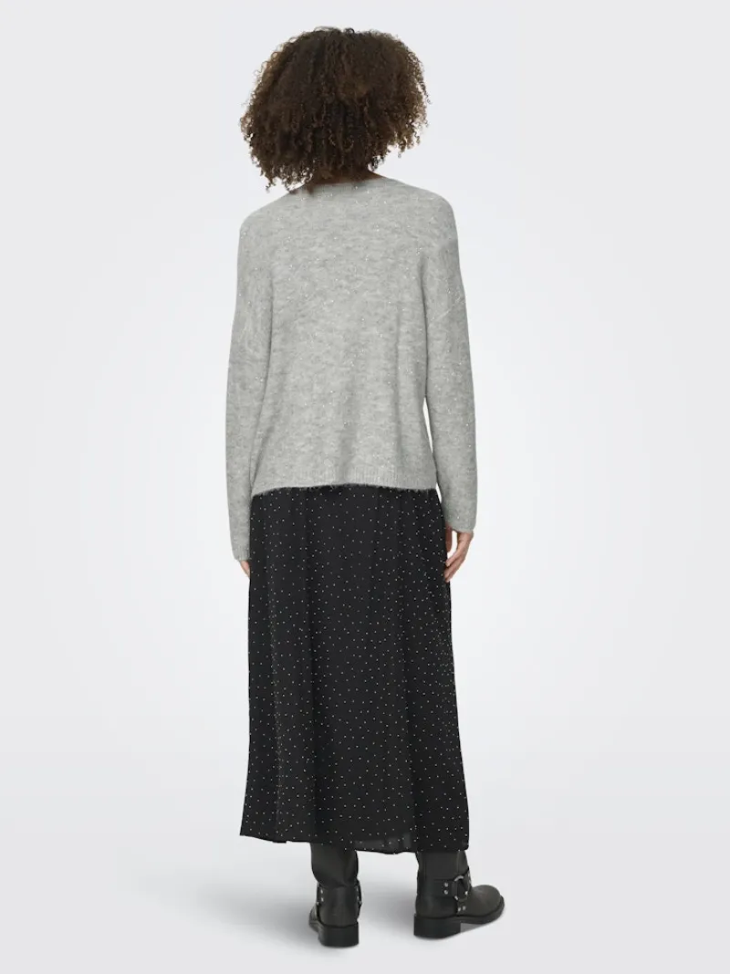 Only Pullover & Sweatshirts*ONLARIZONA LS SEQUINS V-NECK PUL KNT Light Grey Melange