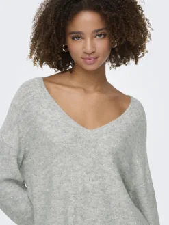 Only Pullover & Sweatshirts*ONLARIZONA LS SEQUINS V-NECK PUL KNT Light Grey Melange