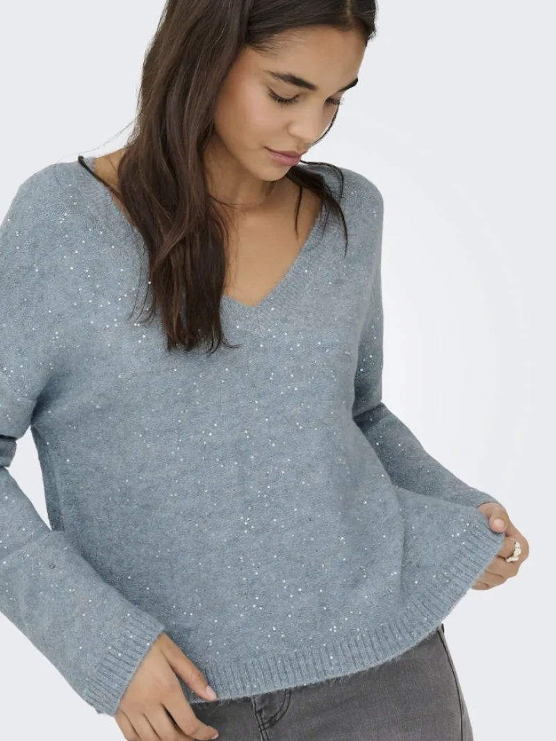 Only Pullover & Sweatshirts*ONLARIZONA LS SEQUINS V-NECK PUL KNT arona