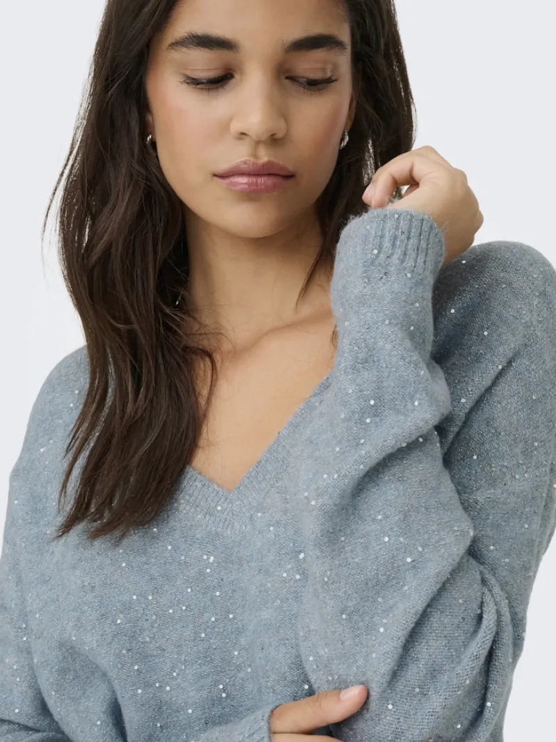 Only Pullover & Sweatshirts*ONLARIZONA LS SEQUINS V-NECK PUL KNT arona