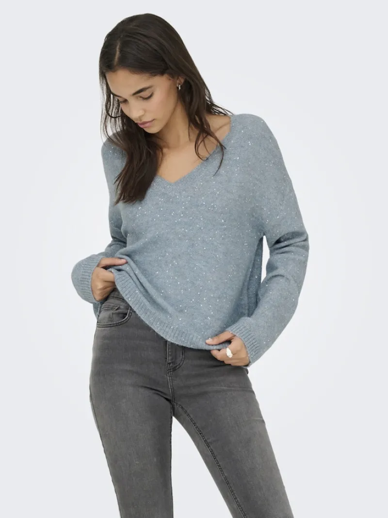 Only Pullover & Sweatshirts*ONLARIZONA LS SEQUINS V-NECK PUL KNT arona
