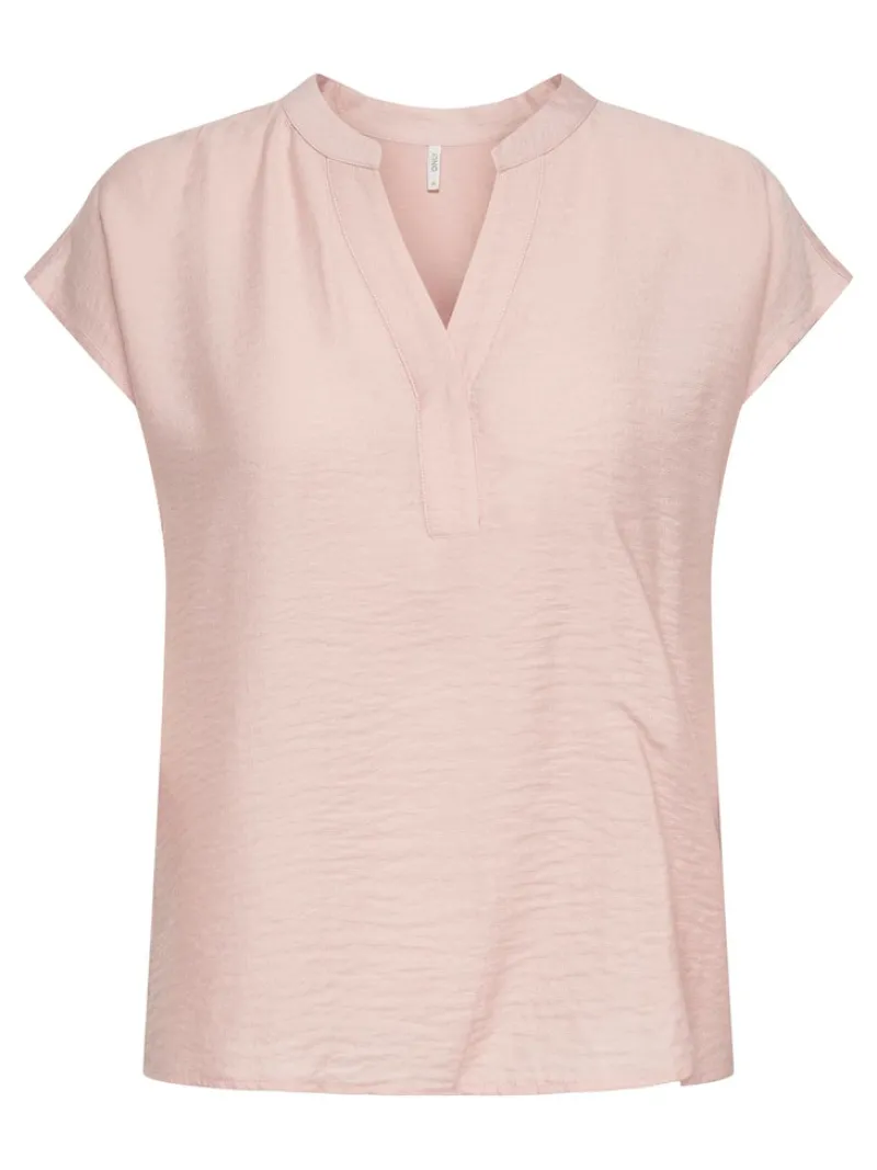 Only Blusen*ONLASENTA S/S PLACKET MIX TOP JRS Rose Smoke