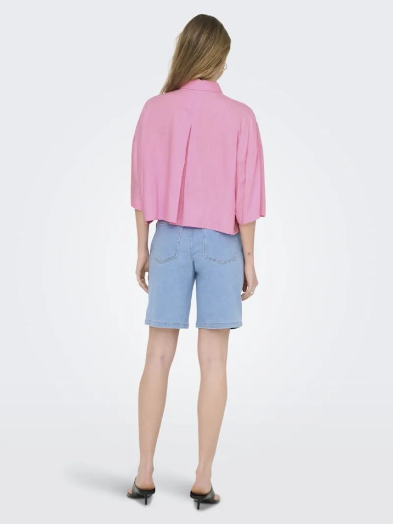 Only Blusen*ONLASTRID LIFE 2/4 CROP SHIRT WVN NOOS begonia pink