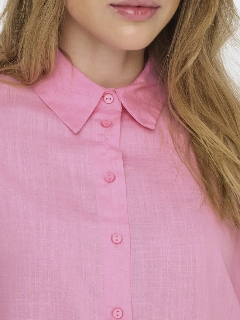 Only Blusen*ONLASTRID LIFE 2/4 CROP SHIRT WVN NOOS begonia pink