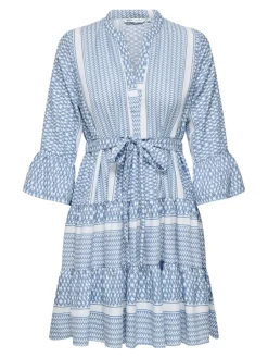 Only Kleider*ONLATHENA LIFE 3/4 SHORT DRESS WVN NOOS coronet blue