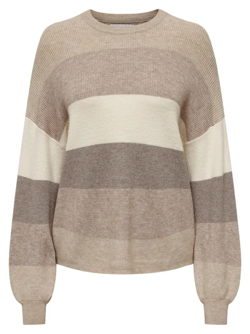 Only Pullover & Sweatshirts*ONLATIA LIFE L/S STRIPE PULLOV KNT NOOS Feather Gray