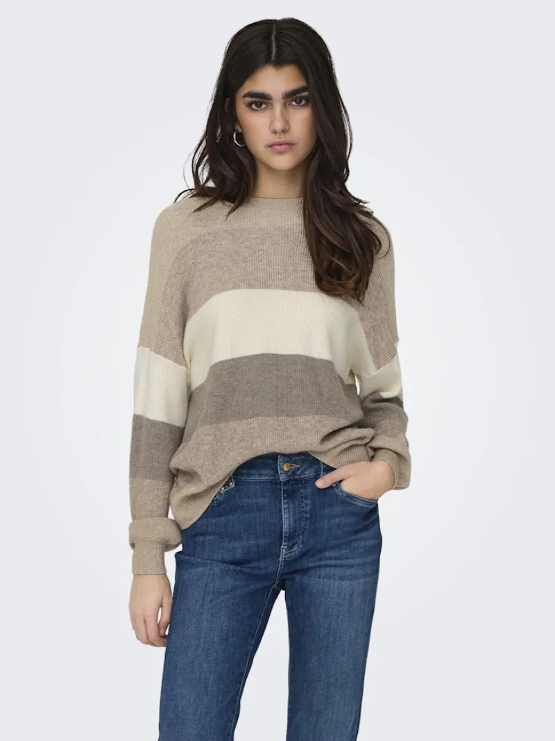 Only Pullover & Sweatshirts*ONLATIA LIFE L/S STRIPE PULLOV KNT NOOS Feather Gray