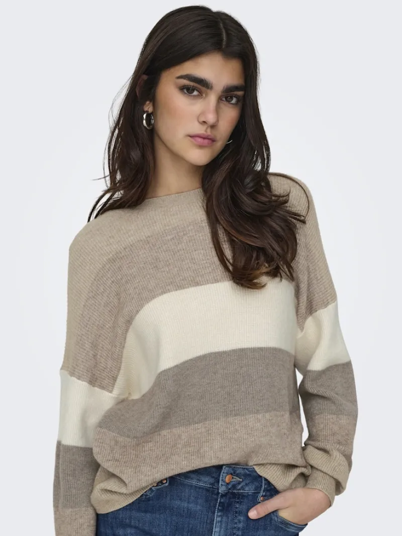 Only Pullover & Sweatshirts*ONLATIA LIFE L/S STRIPE PULLOV KNT NOOS Feather Gray