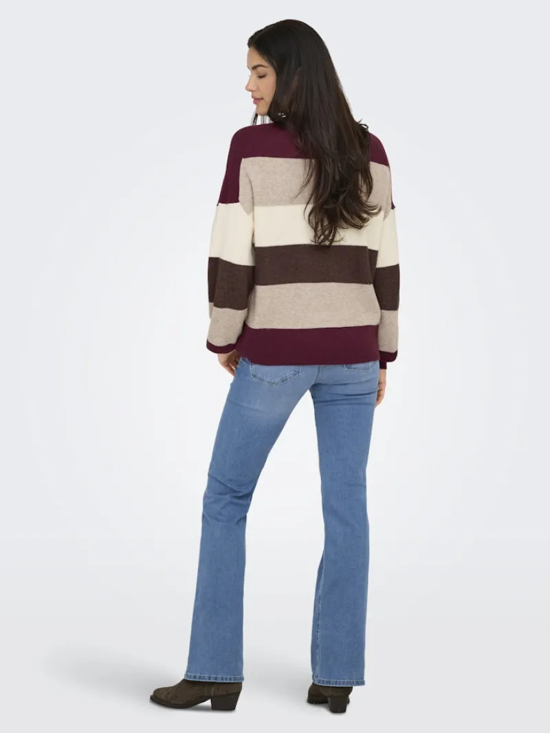 Only Pullover & Sweatshirts*ONLATIA LIFE L/S STRIPE PULLOV KNT NOOS zinfandel