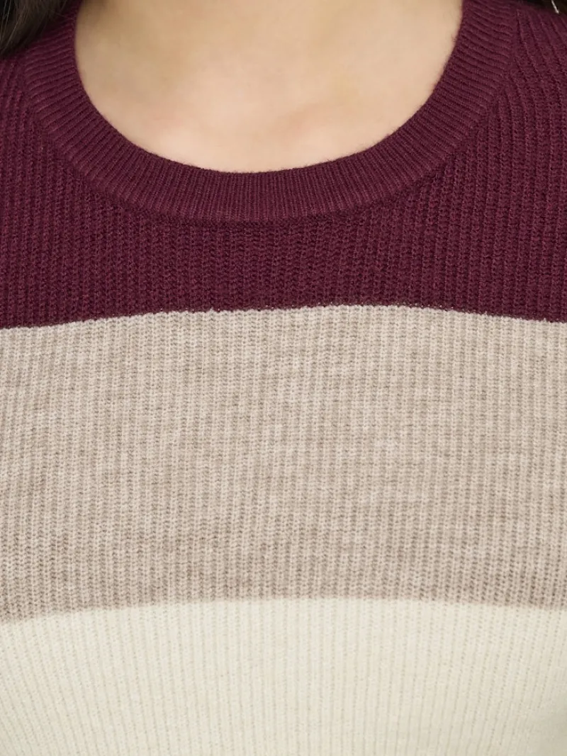 Only Pullover & Sweatshirts*ONLATIA LIFE L/S STRIPE PULLOV KNT NOOS zinfandel