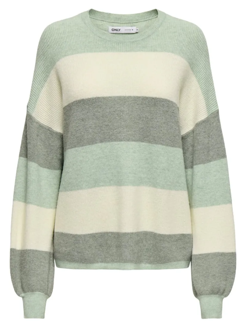 Only Pullover & Sweatshirts*ONLATIA L/S STRIPE PULLOV KNT NOOS silt green