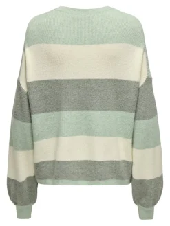 Only Pullover & Sweatshirts*ONLATIA L/S STRIPE PULLOV KNT NOOS silt green