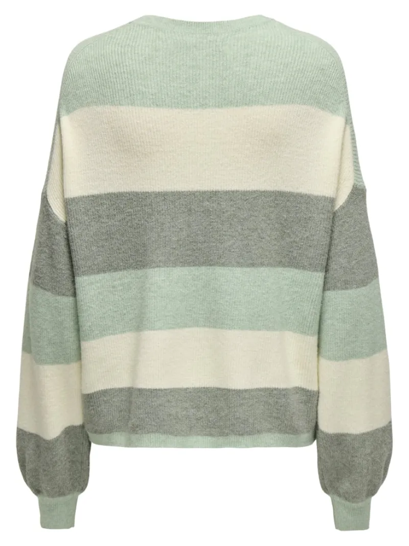 Only Pullover & Sweatshirts*ONLATIA L/S STRIPE PULLOV KNT NOOS silt green