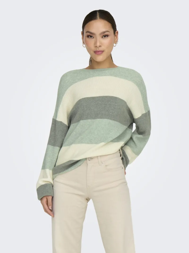 Only Pullover & Sweatshirts*ONLATIA L/S STRIPE PULLOV KNT NOOS silt green