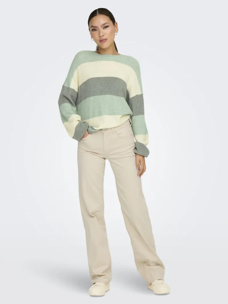 Only Pullover & Sweatshirts*ONLATIA L/S STRIPE PULLOV KNT NOOS silt green