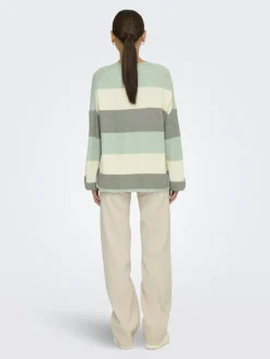 Only Pullover & Sweatshirts*ONLATIA L/S STRIPE PULLOV KNT NOOS silt green