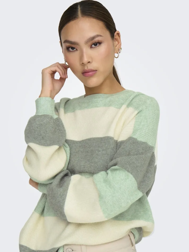 Only Pullover & Sweatshirts*ONLATIA L/S STRIPE PULLOV KNT NOOS silt green