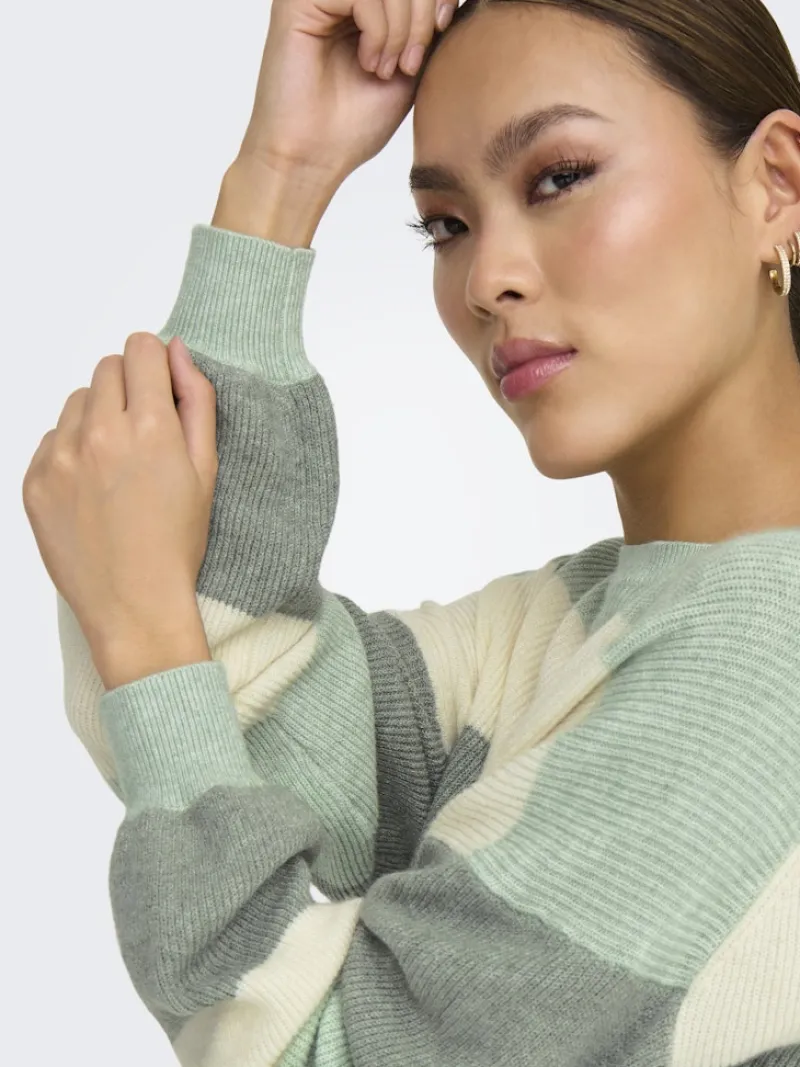 Only Pullover & Sweatshirts*ONLATIA L/S STRIPE PULLOV KNT NOOS silt green