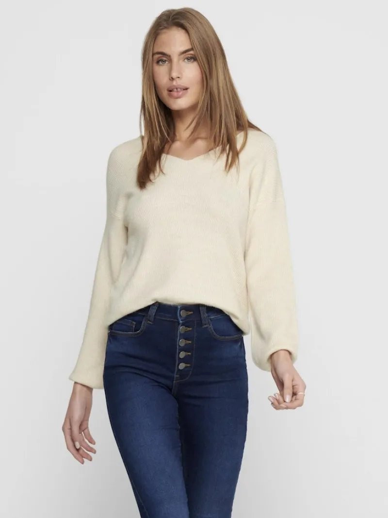 Only Pullover & Sweatshirts*ONLATIA V-NECK L/S PULLOVER CC KNT almond milk
