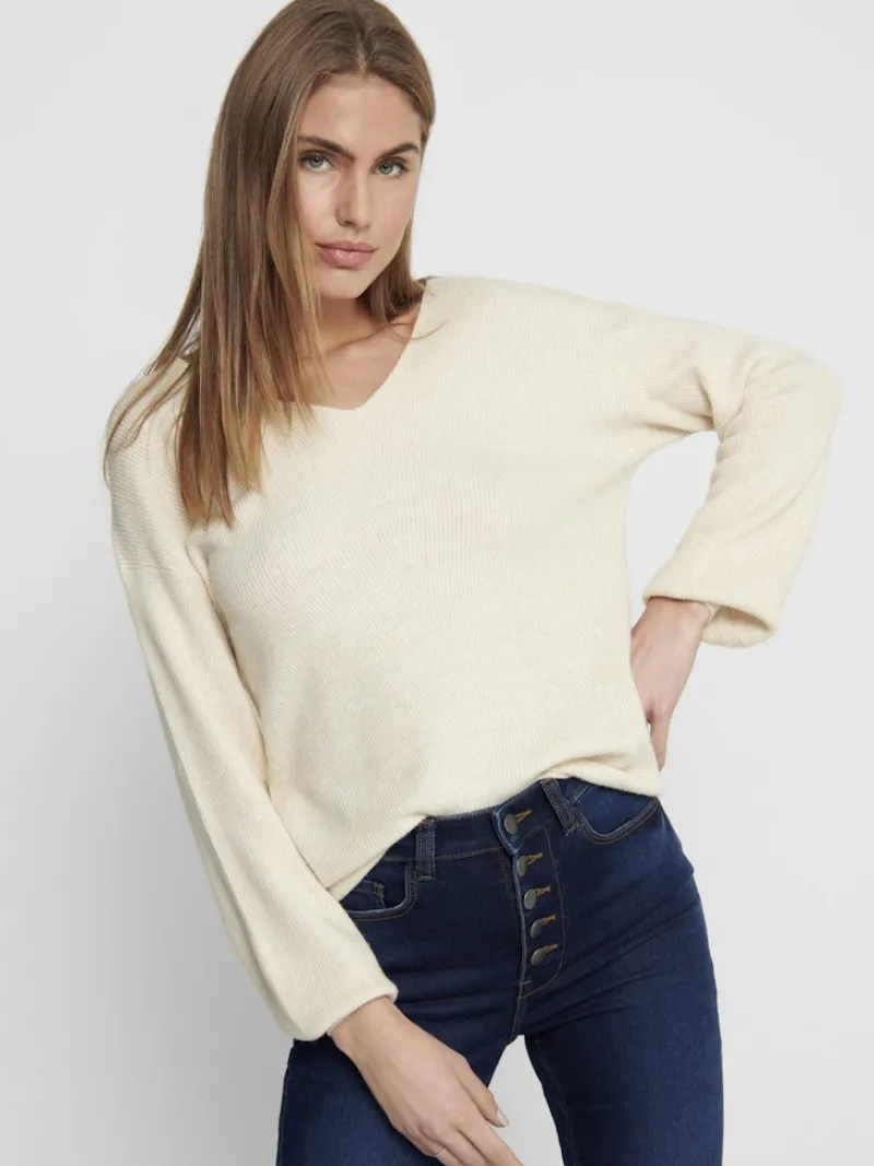 Only Pullover & Sweatshirts*ONLATIA V-NECK L/S PULLOVER CC KNT almond milk