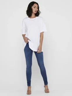 Only Shirts*ONLAYA LIFE S/S OVERSIZED TOP JRS white