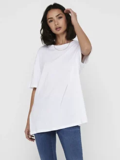 Only Shirts*ONLAYA LIFE S/S OVERSIZED TOP JRS white