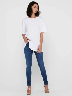 Only Shirts*ONLAYA LIFE S/S OVERSIZED TOP JRS white
