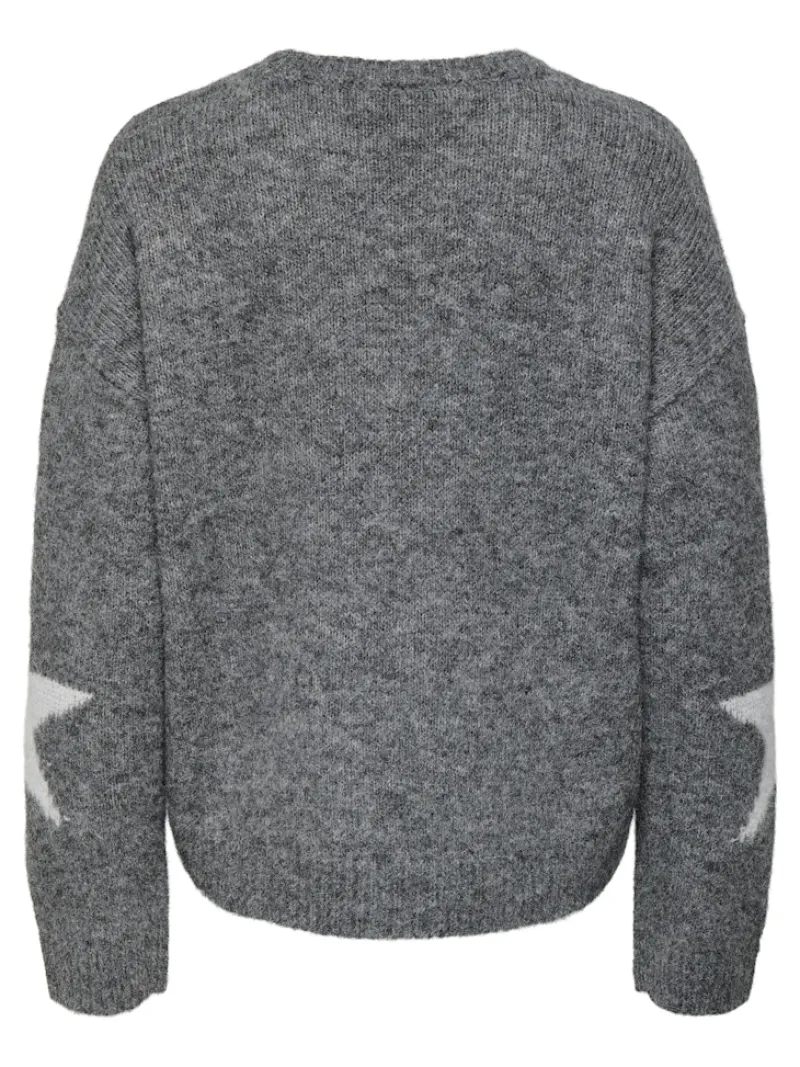 Only Pullover & Sweatshirts*ONLAZU LS STAR O-NECK KNT Dark Grey Melange