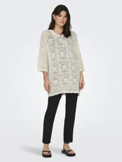 Only Pullover & Sweatshirts*ONLBEACHIE LIFE 3/4 LOOSE ONECK KNT Cloud Dancer