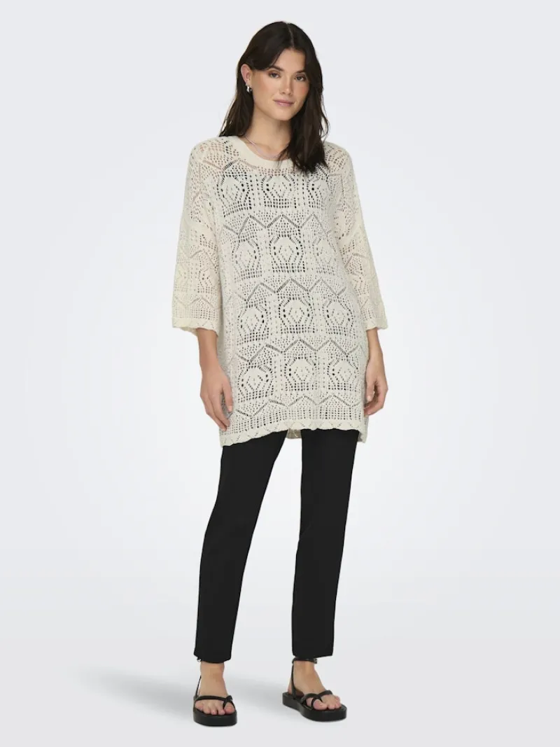 Only Pullover & Sweatshirts*ONLBEACHIE LIFE 3/4 LOOSE ONECK KNT Cloud Dancer