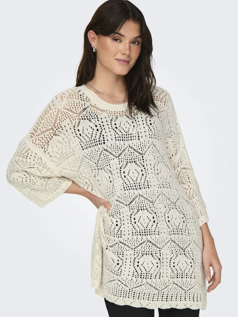 Only Pullover & Sweatshirts*ONLBEACHIE LIFE 3/4 LOOSE ONECK KNT Cloud Dancer