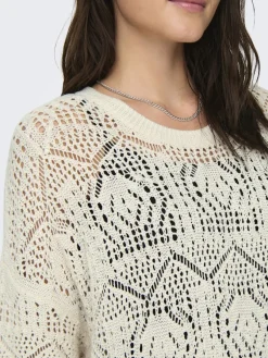 Only Pullover & Sweatshirts*ONLBEACHIE LIFE 3/4 LOOSE ONECK KNT Cloud Dancer