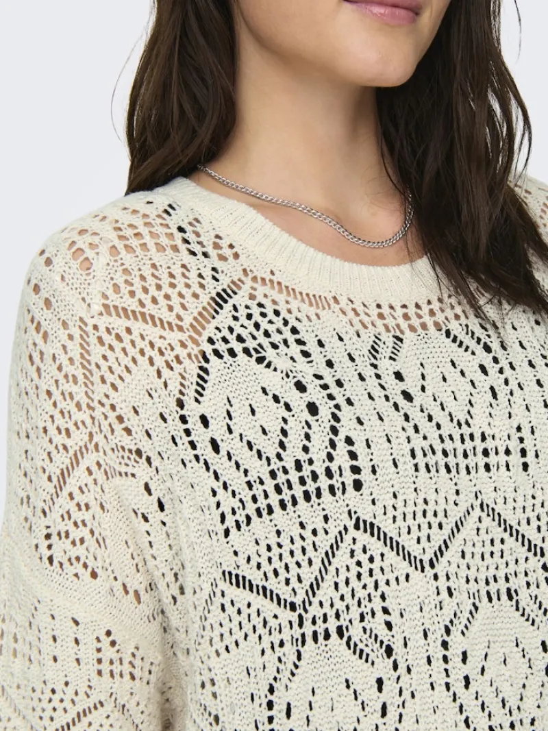 Only Pullover & Sweatshirts*ONLBEACHIE LIFE 3/4 LOOSE ONECK KNT Cloud Dancer