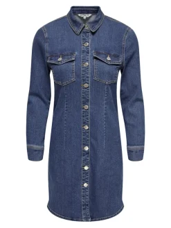 Only Kleider*ONLBELIEVE LS STRETCH DNM DRESS QYT Medium Blue Denim