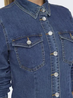 Only Kleider*ONLBELIEVE LS STRETCH DNM DRESS QYT Medium Blue Denim