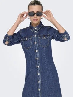 Only Kleider*ONLBELIEVE LS STRETCH DNM DRESS QYT Medium Blue Denim