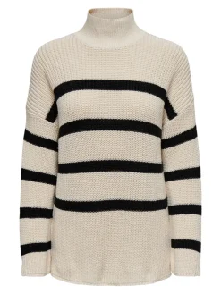 Only Pullover & Sweatshirts*ONLBELLA LIFE LS HIGH NECK KNT Pumice Stone-BLACK