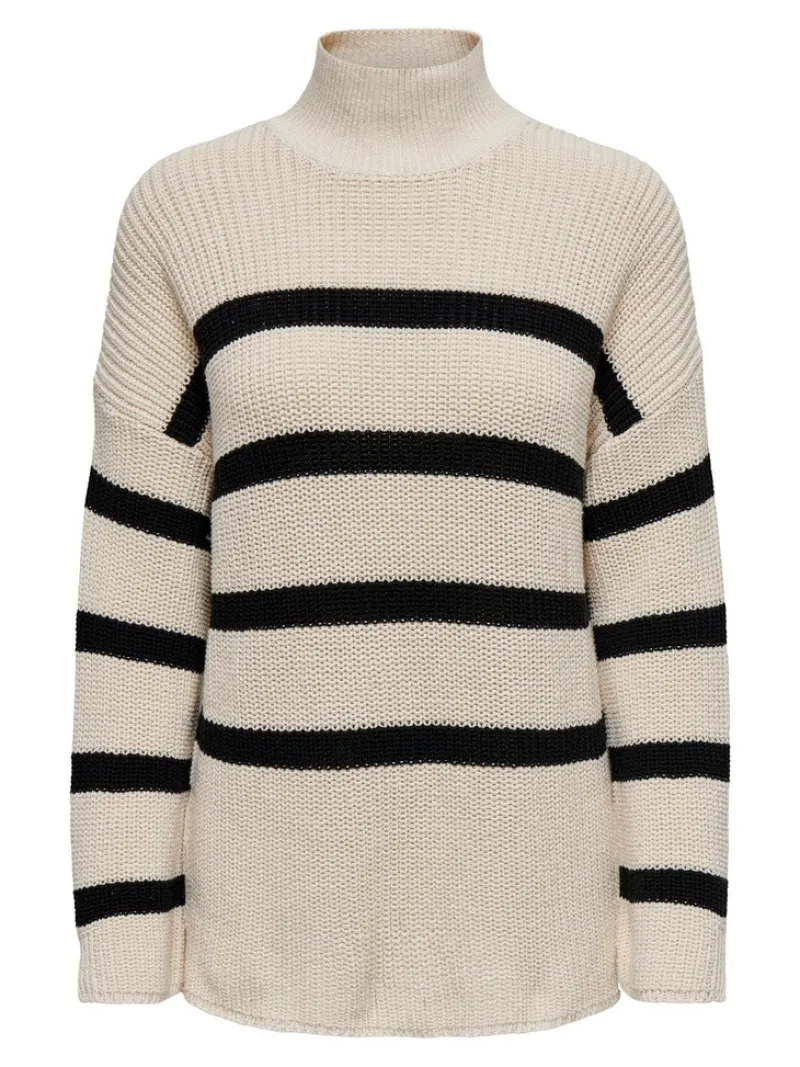 Only Pullover & Sweatshirts*ONLBELLA LIFE LS HIGH NECK KNT Pumice Stone-BLACK