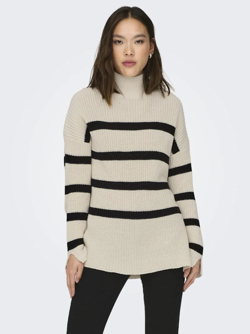 Only Pullover & Sweatshirts*ONLBELLA LIFE LS HIGH NECK KNT Pumice Stone-BLACK