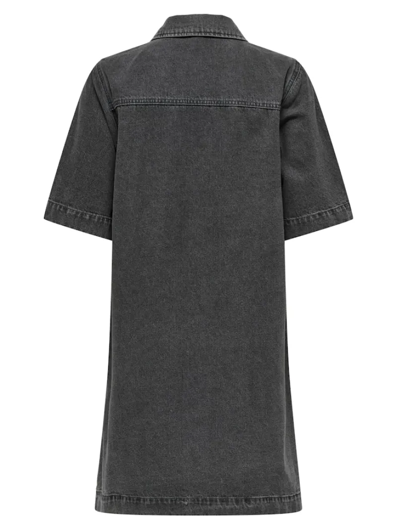 Only Kleider*ONLBELLE S/S BUTTON DRESS DNM GUA NOOS Washed Black