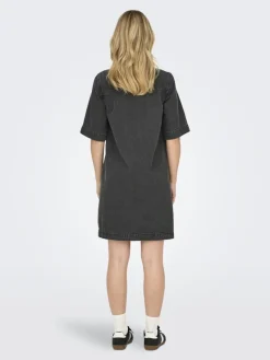 Only Kleider*ONLBELLE S/S BUTTON DRESS DNM GUA NOOS Washed Black