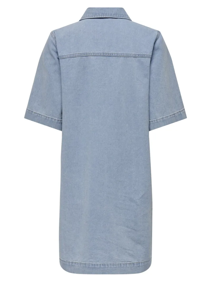 Only Kleider*ONLBELLE S/S BUTTON DRESS DNM GUA NOOS Light Blue Denim